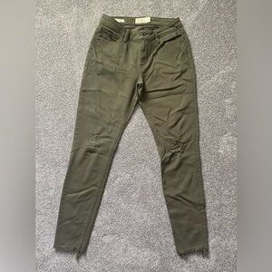 Lucky Brand Olive Distressed Skinny Jeans